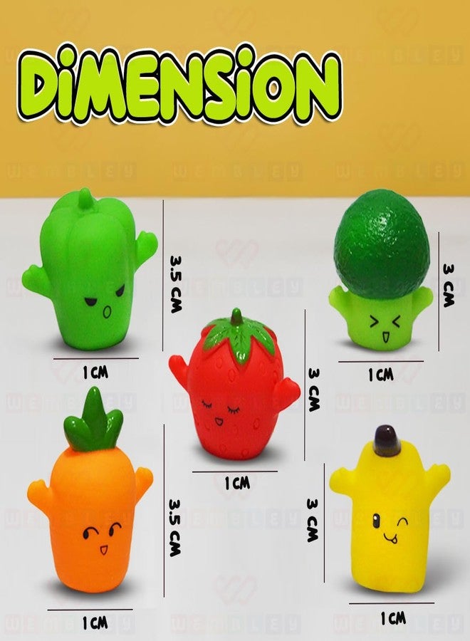 Wembley 5Pc Finger Puppets for Kids| Soft Squishy Toy Set| Easy to Slide Hand Puppets| Set Interactive Storytelling Role Play Fun for Boys, Girls and Toddlers (Fruits & Veggies) - Image 4